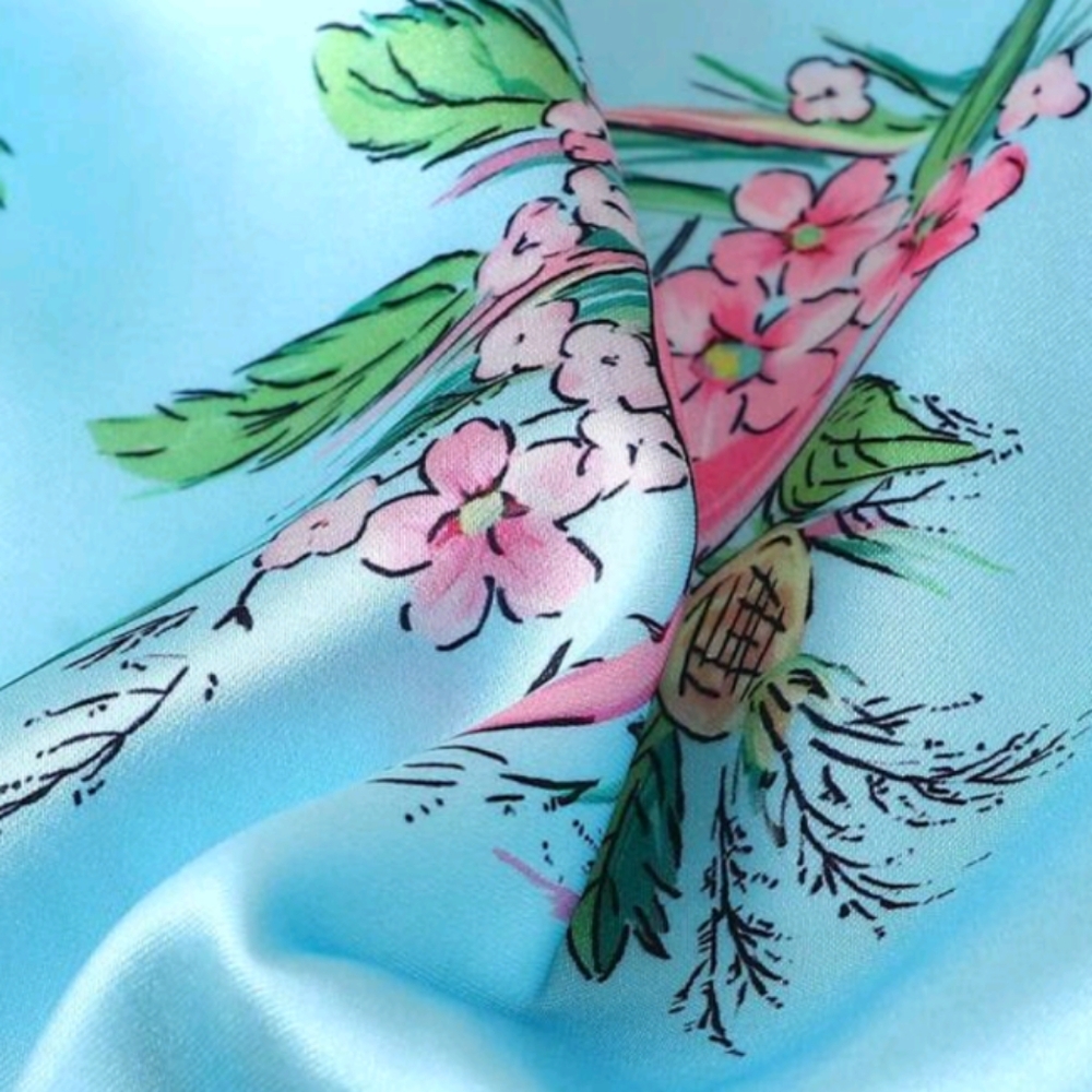 Flamingo Print Satin Pajama Set - Picture 7 of 8